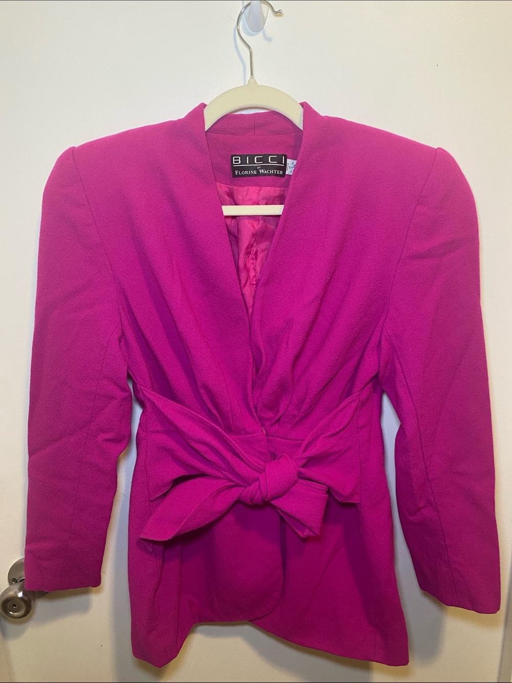 Fuchsia Knot-Waist Blazer Jacket